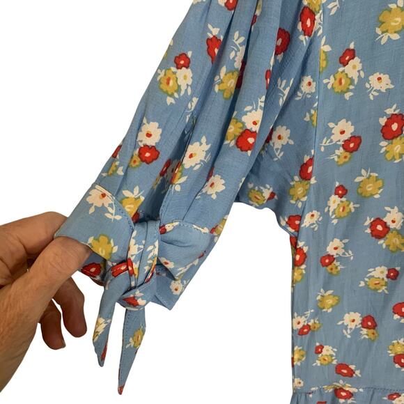 NWT FAITHFULL THE BRAND Emila Jasmin Floral Blue Midi Dress | 4 - Picture 4 of 7